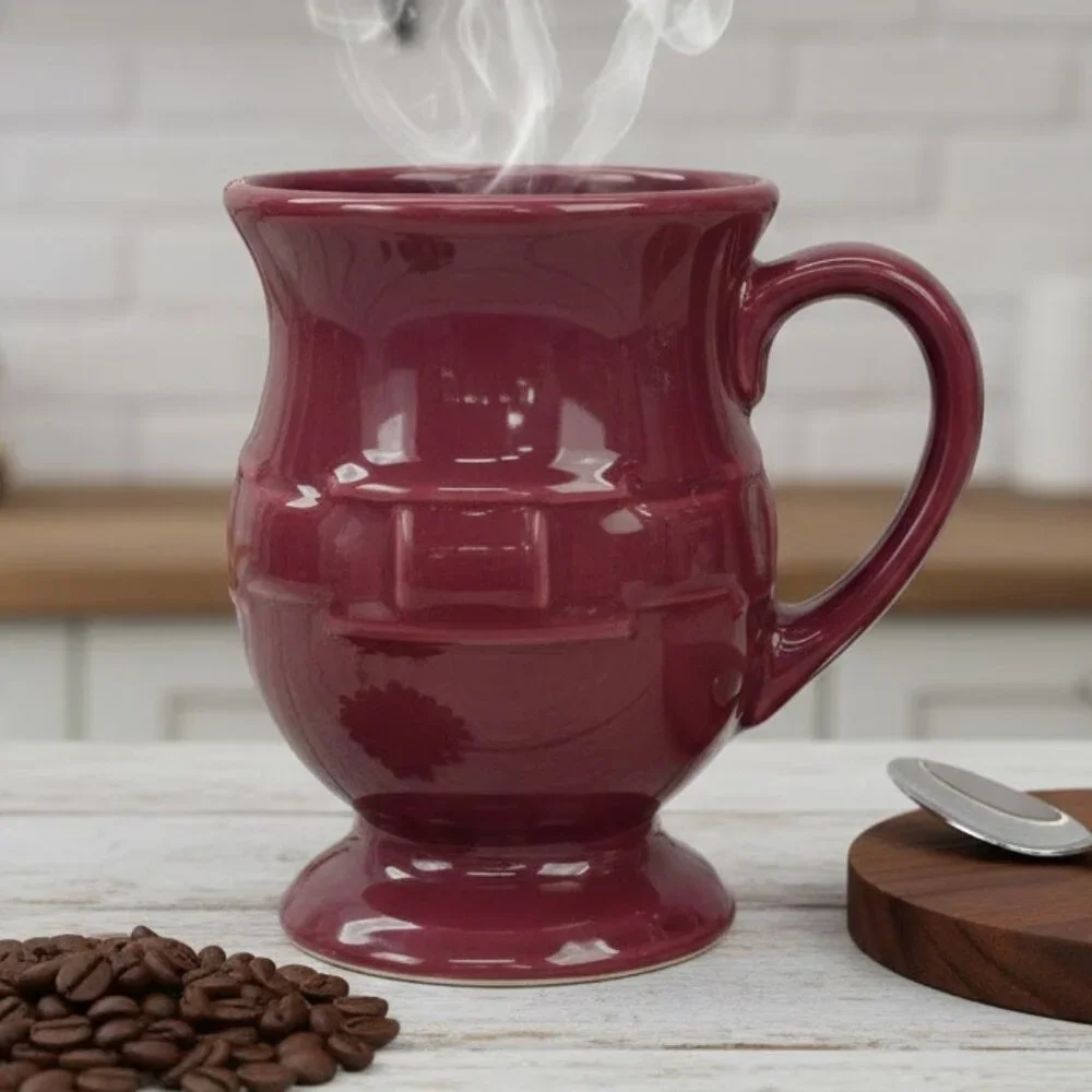 Longaberger Red Paprika Footed Mug Woven Traditions Cappuccino Latte Coffee Cup‎